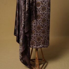 Bagru Hand Block Print Natural Dyed Modal Silk 2pc Unstitched Dress Material Kurta Set 29