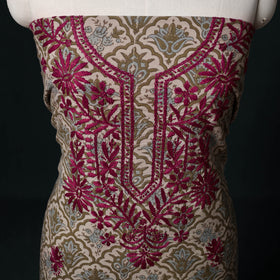 Chikankari Hand Embroidered Cotton Unstitched Kurta Material (3M) 22