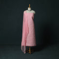 Pink - Lucknowi Chikankari Hand Embroidered Cotton 3pc Unstitched Dress Material Suit Set 06