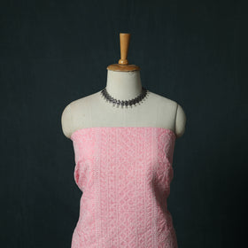Pink - Lucknowi Chikankari Hand Embroidered Cotton 3pc Unstitched Dress Material Suit Set 06