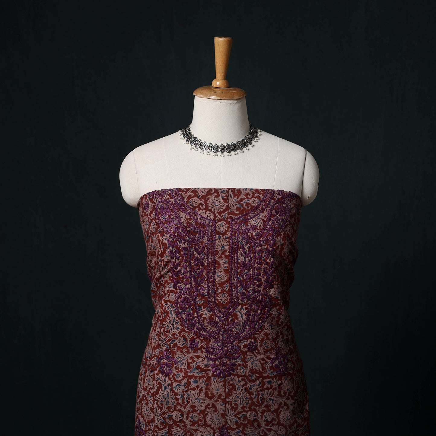 Chikankari Hand Embroidered Cotton Unstitched Kurta Material (3M) 23