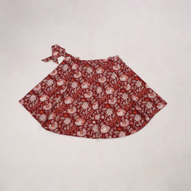 Red - sanganeri cotton wrap around skirt 07 - handcrafted