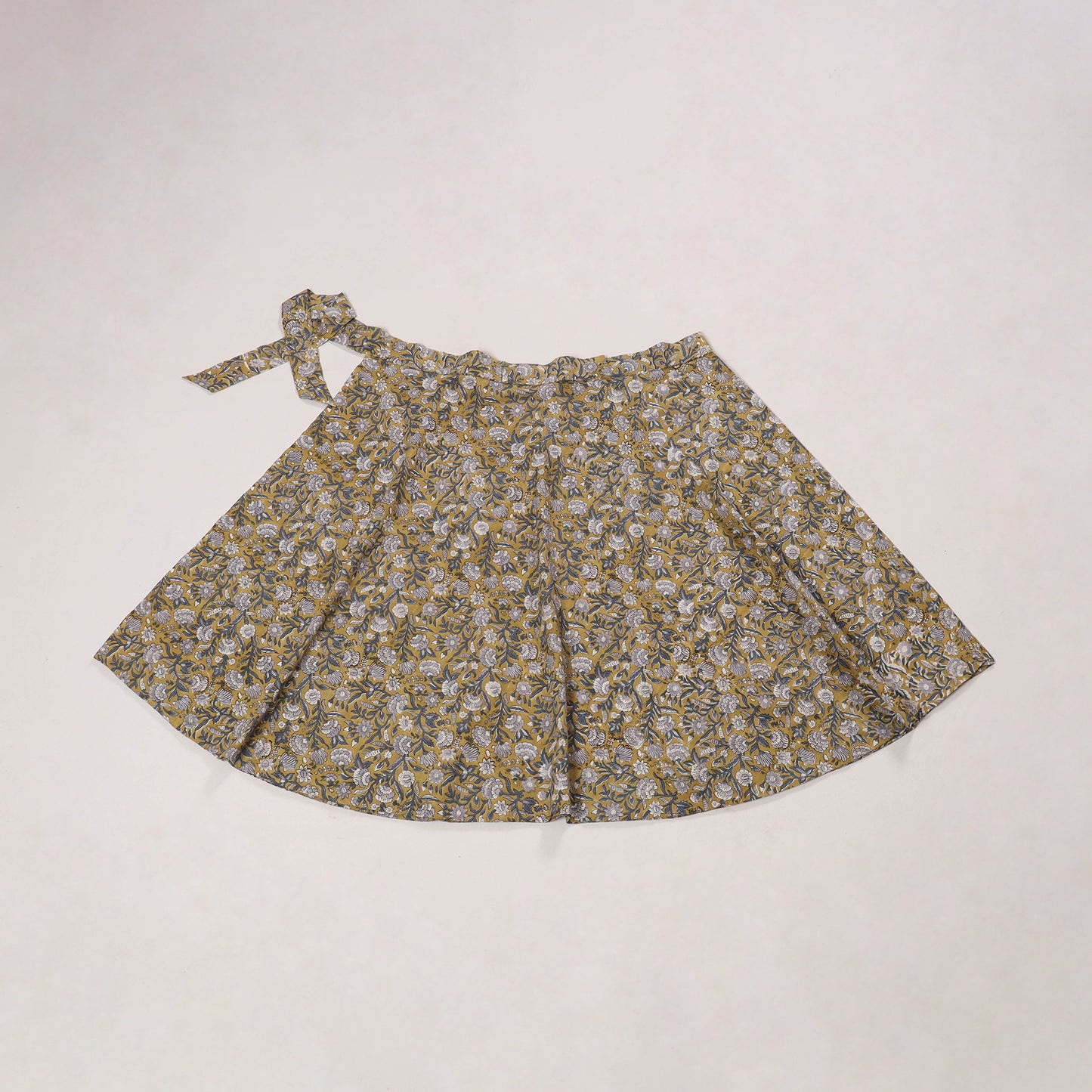 Yellow - sanganeri cotton wrap around skirt 05 - handcrafted