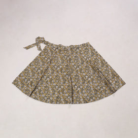 Yellow - sanganeri cotton wrap around skirt 05 - handcrafted