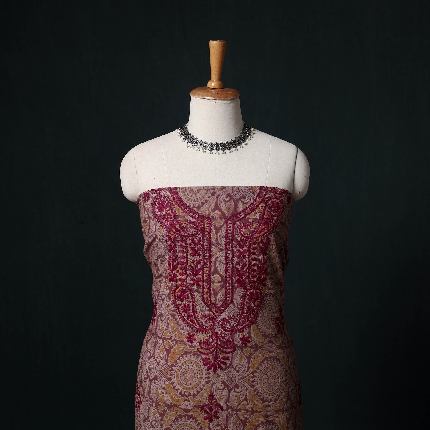 Chikankari Hand Embroidered Cotton Unstitched Kurta Material (3M) 24