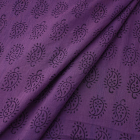 Purple - Natural Dyed Bagh Print Mul Cotton Fabric 09