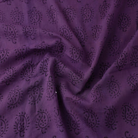 Purple - Natural Dyed Bagh Print Mul Cotton Fabric 09
