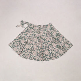 Green - sanganeri cotton wrap around skirt 04 - handcrafted