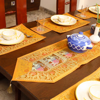 Banarasi Silk Brocade 13pc Dining Table Runner Set 03