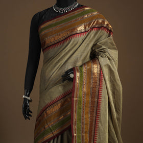 Green Kandangi Chettinad Cotton Saree with Border