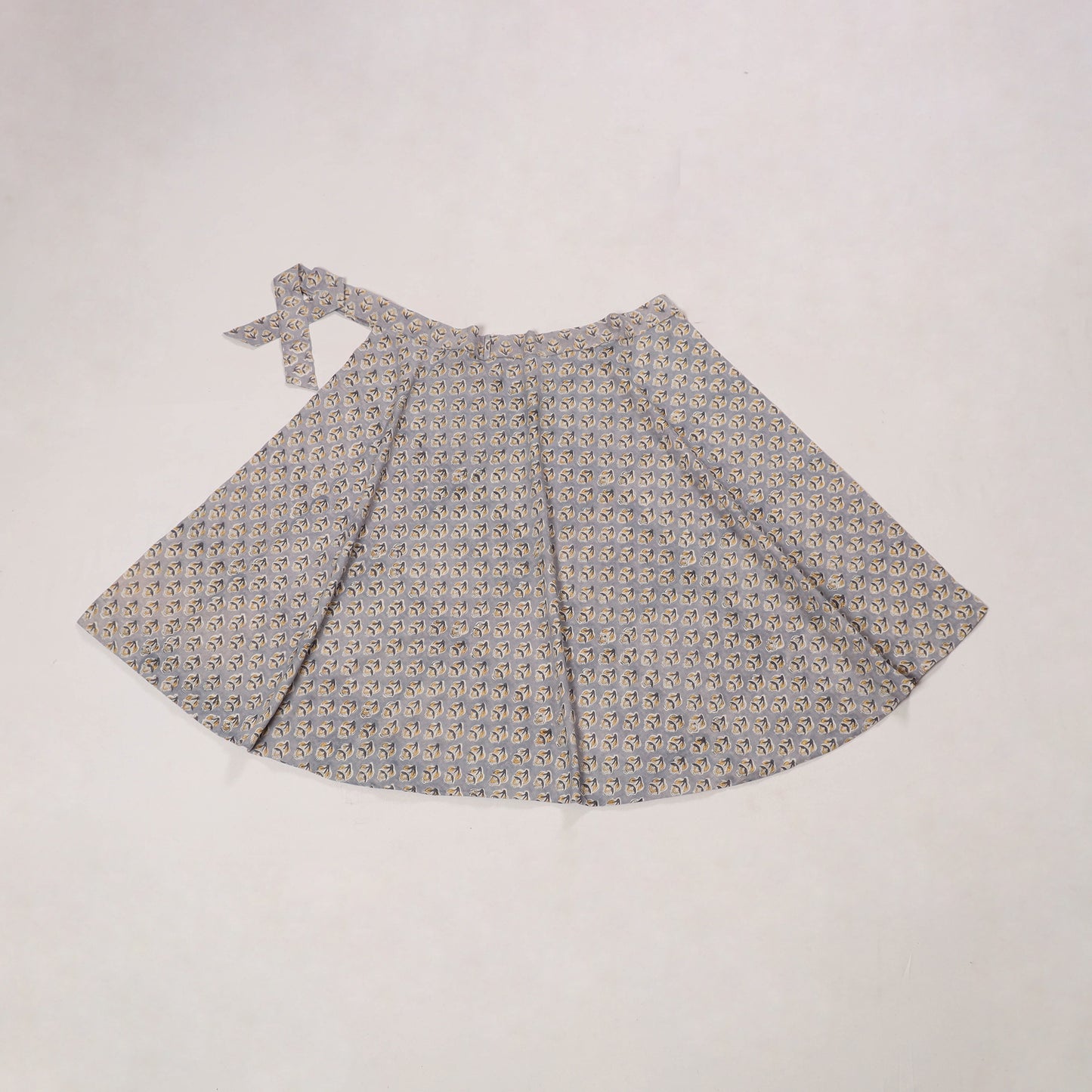 Grey - sanganeri cotton wrap around skirt 02 - handcrafted