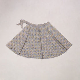 Grey - sanganeri cotton wrap around skirt 02 - handcrafted
