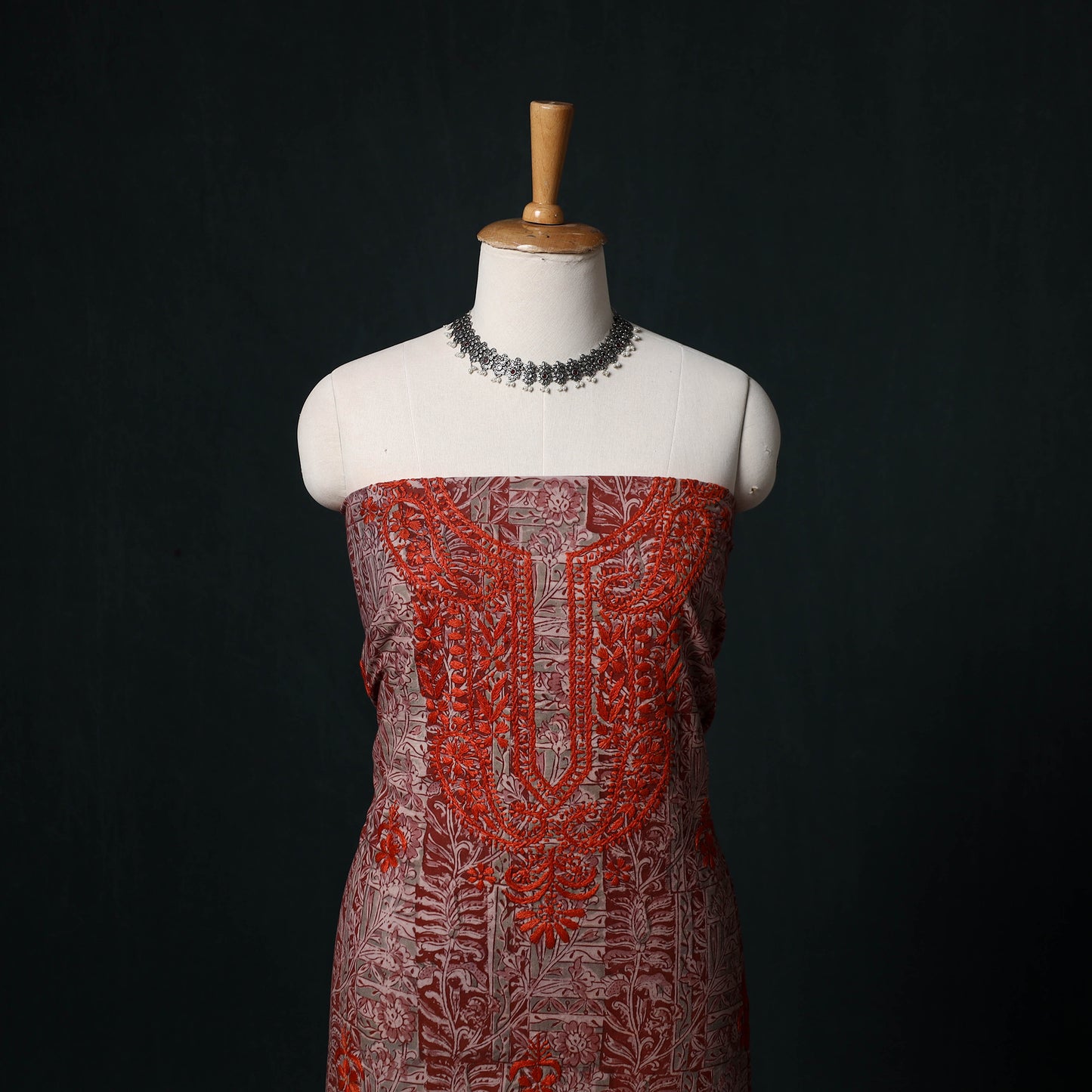 Chikankari Hand Embroidered Cotton Unstitched Kurta Material (3M) 25