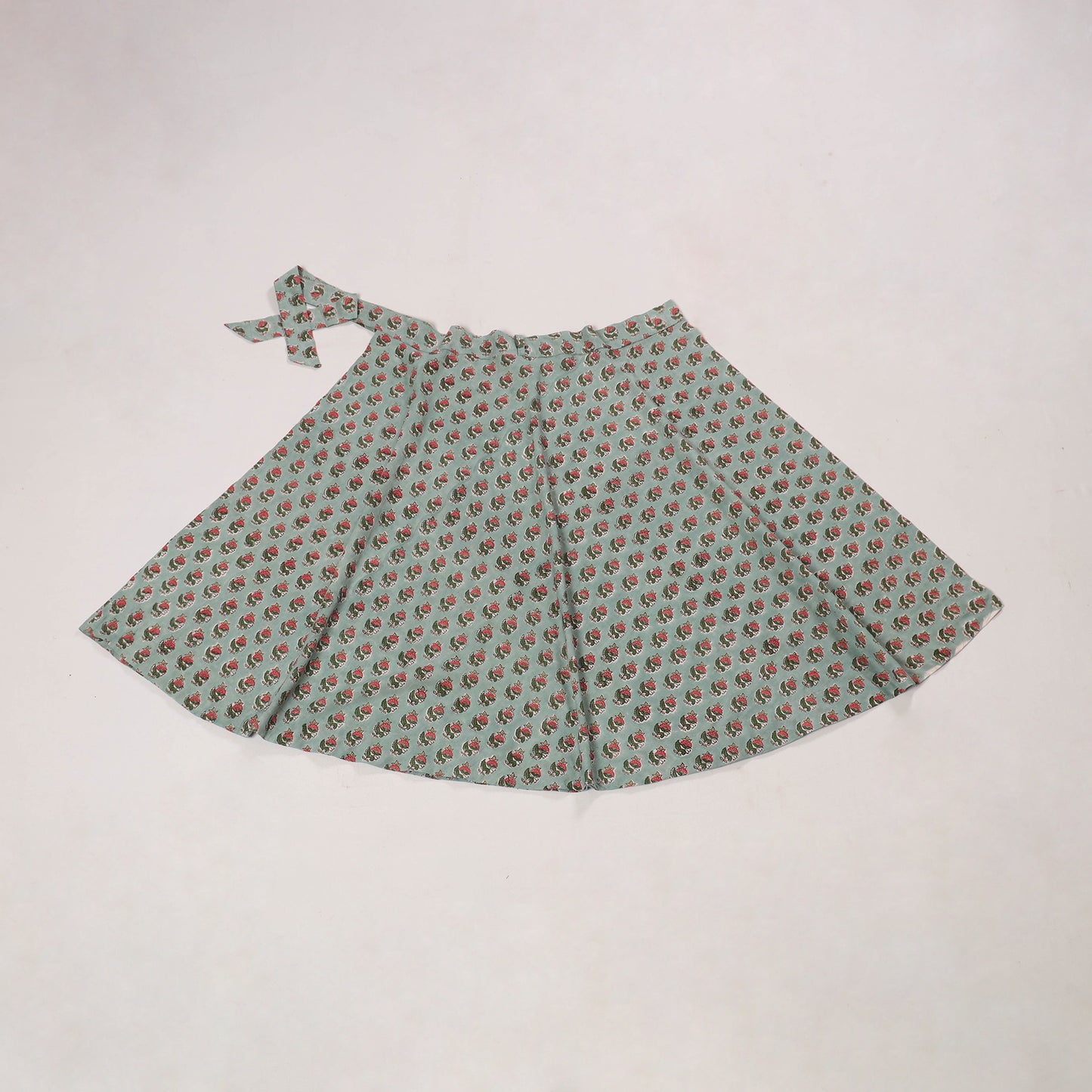 Green - sanganeri cotton wrap around skirt 01 - handcrafted