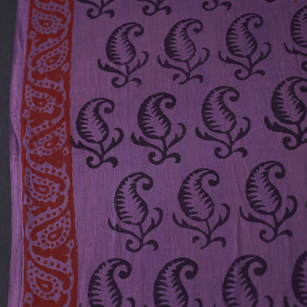 Purple - Natural Dyed Bagh Print Mul Cotton Fabric 13