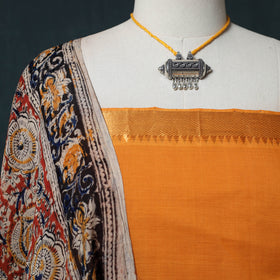 Mangalagiri Handwoven 2pc Cotton Unstitched Dress Material Kurta Set with Jewellery 02