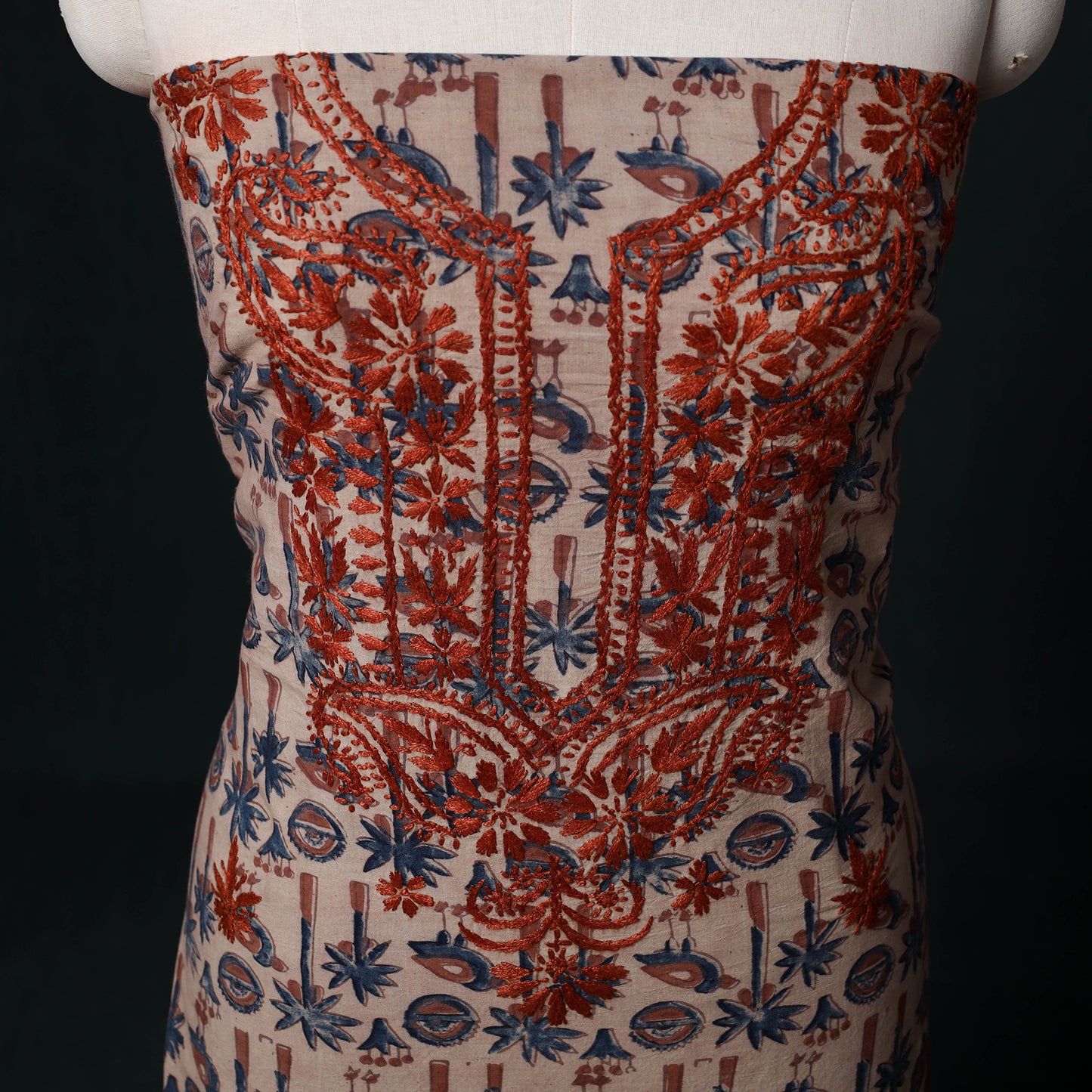 Chikankari Hand Embroidered Cotton Unstitched Kurta Material (3M) 26
