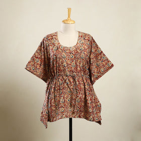 Red - kalamkari cotton kaftan (short) 102 - handcrafted