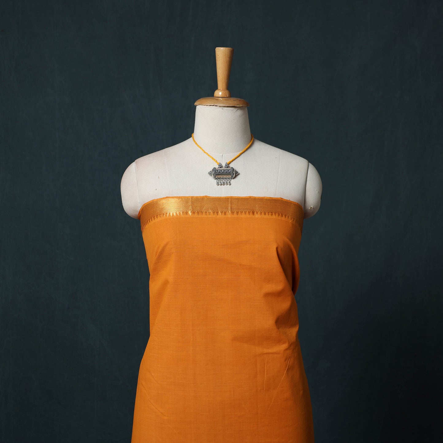 Mangalagiri Handwoven 2pc Cotton Unstitched Dress Material Kurta Set with Jewellery 02