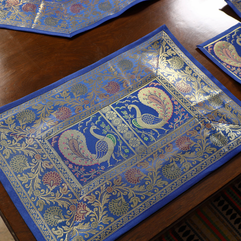 Banarasi Silk Brocade 13pc Dining Table Runner Set 04