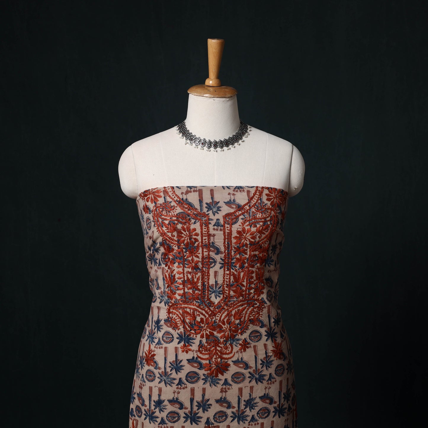 Chikankari Hand Embroidered Cotton Unstitched Kurta Material (3M) 26