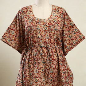 Red - kalamkari cotton kaftan (short) 102 - handcrafted
