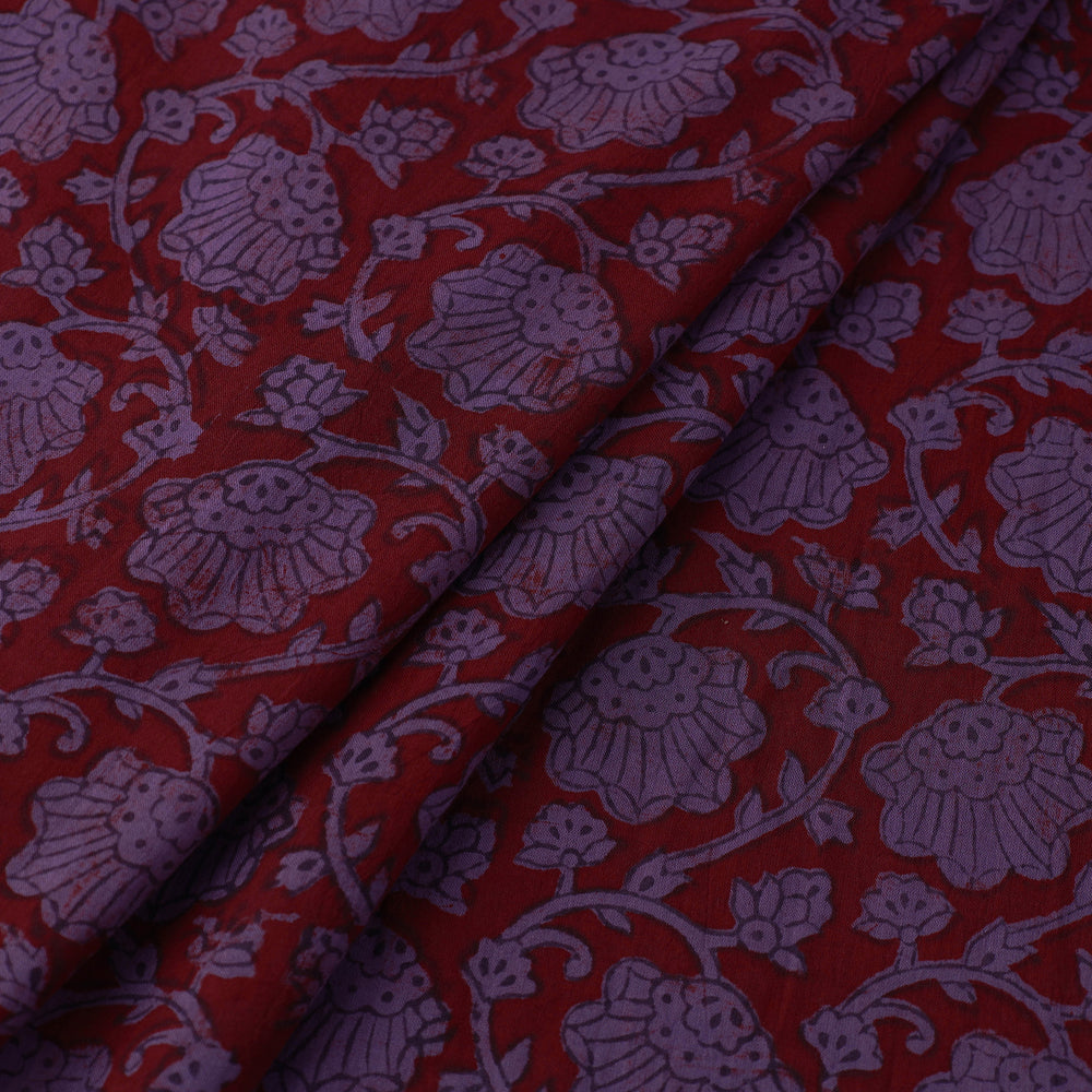 Purple - Natural Dyed Bagh Print Mul Cotton Fabric 14