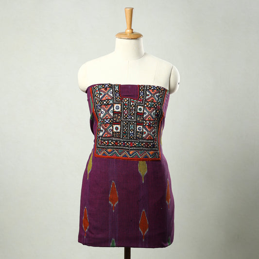 Purple - Exclusive! Kutch Embroidery Work Cotton Kurta Material - (2.8 Meter) 46