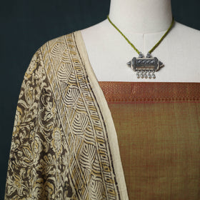 Mangalagiri Handwoven 2pc Cotton Unstitched Dress Material Kurta Set with Jewellery 03
