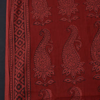 Red - Natural Dyed Bagh Print Mul Cotton Fabric 15