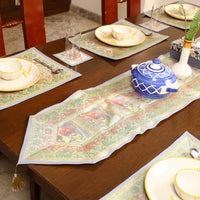 Banarasi Silk Brocade 13pc Dining Table Runner Set 05