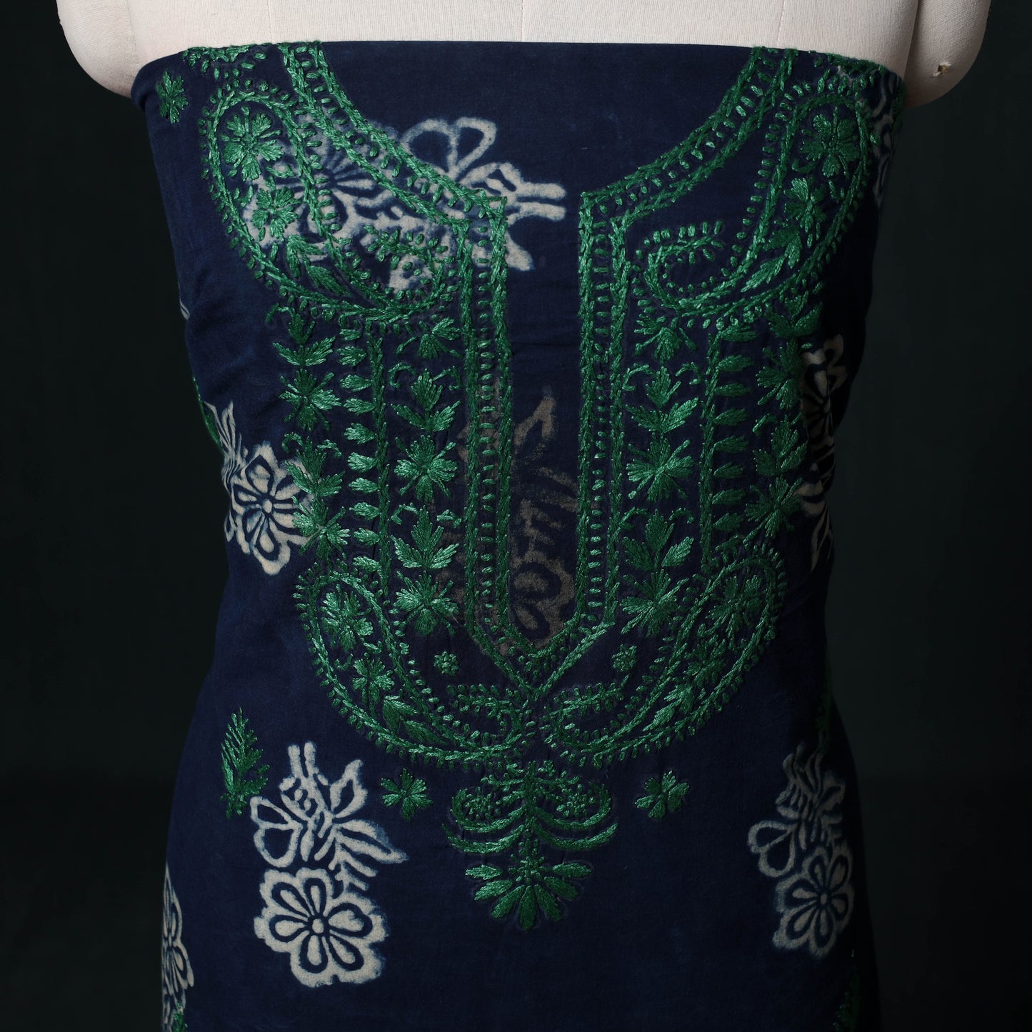 Chikankari Hand Embroidered Cotton Unstitched Kurta Material (3M) 27