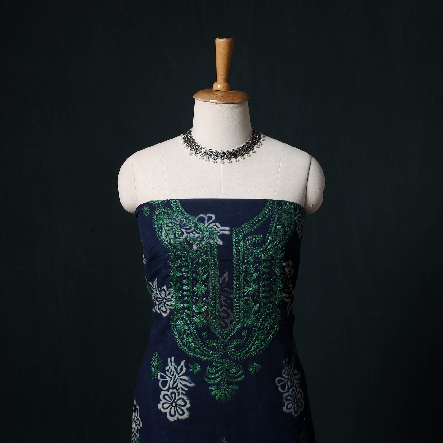 Chikankari Hand Embroidered Cotton Unstitched Kurta Material (3M) 27