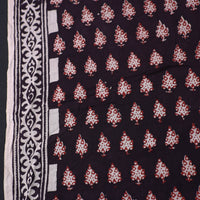 Black - Natural Dyed Bagh Print Mul Cotton Fabric 16