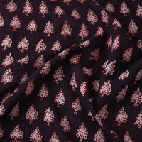 Black - Natural Dyed Bagh Print Mul Cotton Fabric 16