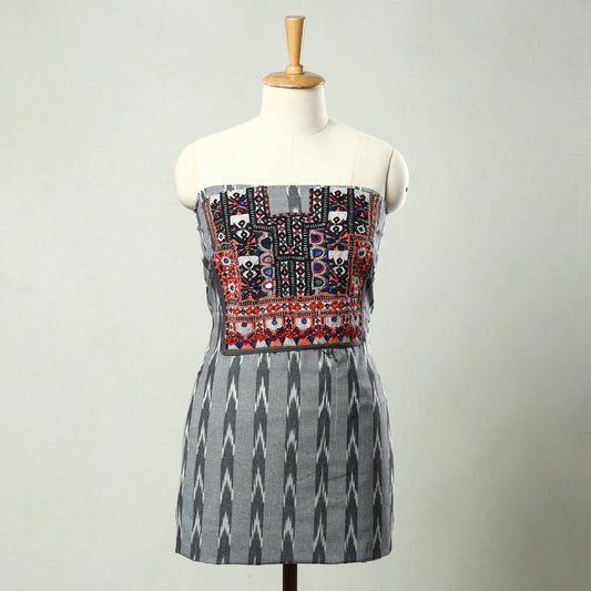 Grey - Exclusive! Kutch Embroidery Work Cotton Kurta Material - (2.8 Meter) 48