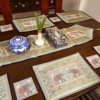 Banarasi Silk Brocade 13pc Dining Table Runner Set 05