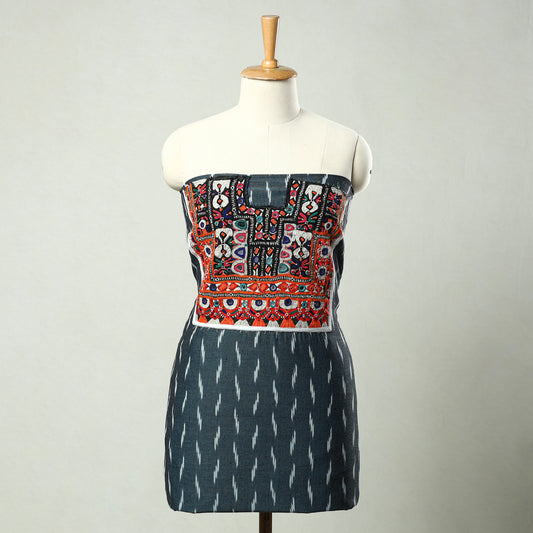 Grey - Exclusive! Kutch Embroidery Work Cotton Kurta Material - (2.8 Meter) 49