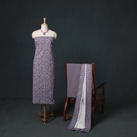 Barmer Applique Cutwork Kota Doria Cotton Unstitched Dress Material: Kurta, Bottom & Dupatta 07