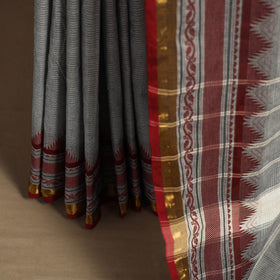 Grey Kandangi Chettinad Cotton Saree with Border