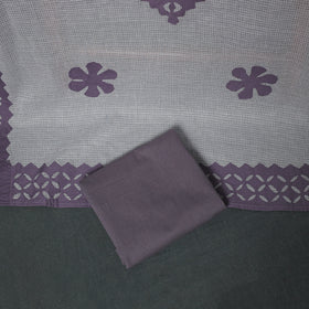 Barmer Applique Cutwork Kota Doria Cotton Unstitched Dress Material: Kurta, Bottom & Dupatta 07