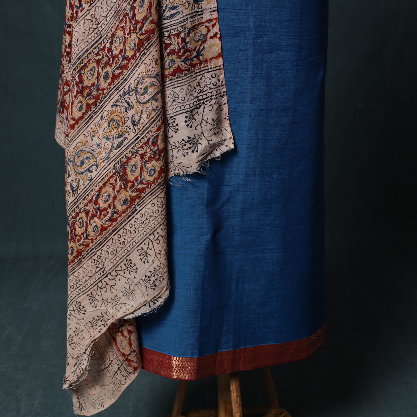 Mangalagiri Handwoven 2pc Cotton Unstitched Dress Material Kurta Set with Jewellery 06