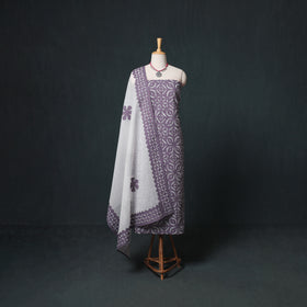 Barmer Applique Cutwork Kota Doria Cotton Unstitched Dress Material: Kurta, Bottom & Dupatta 07