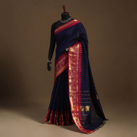 Blue Kandangi Chettinad Cotton Saree with Border
