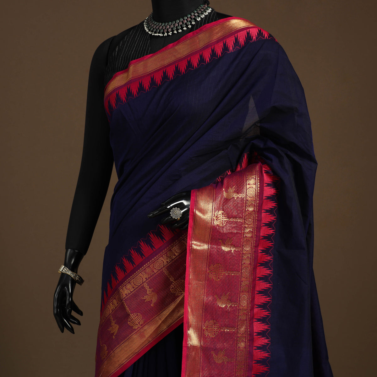 Blue Kandangi Chettinad Cotton Saree with Border