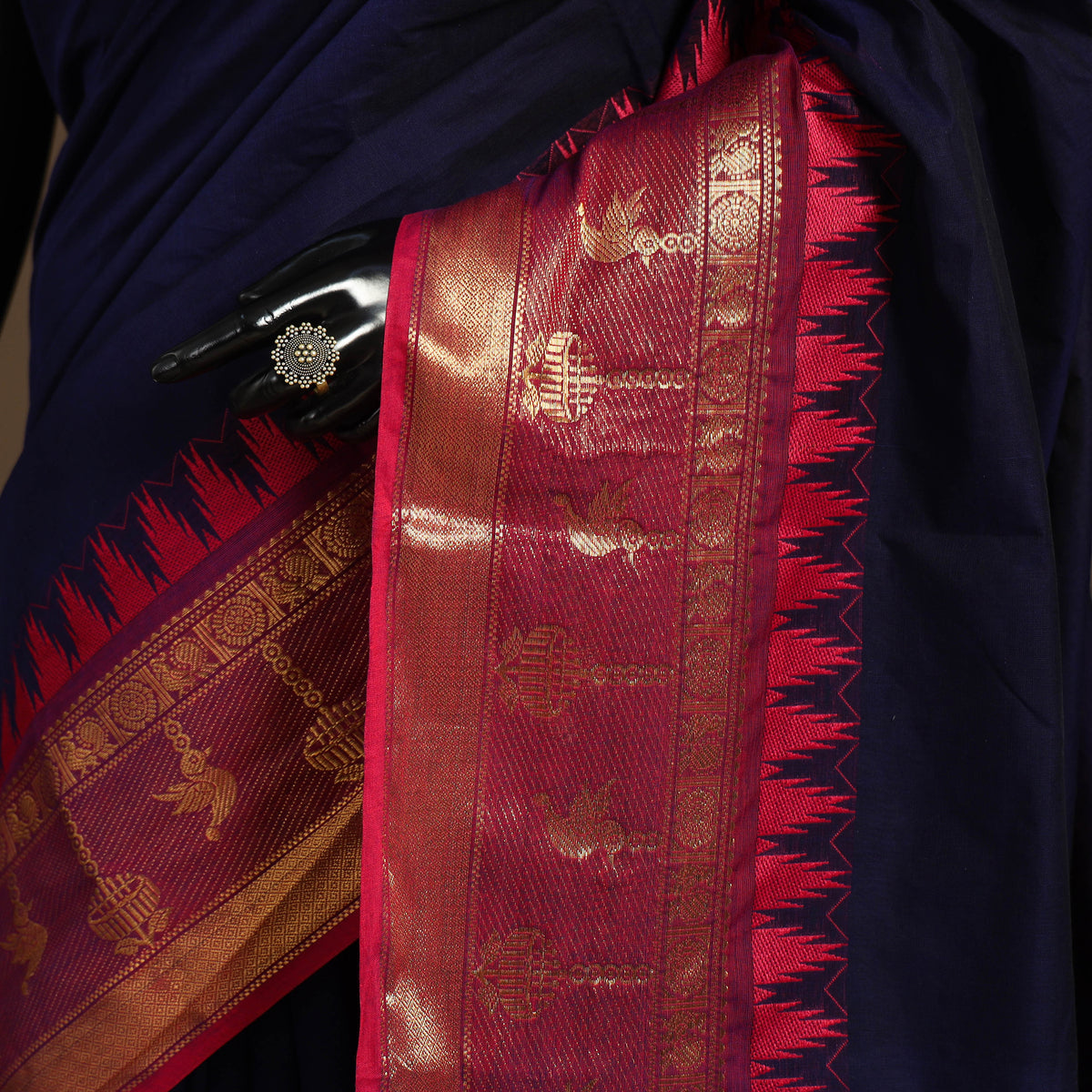 Blue Kandangi Chettinad Cotton Saree with Border