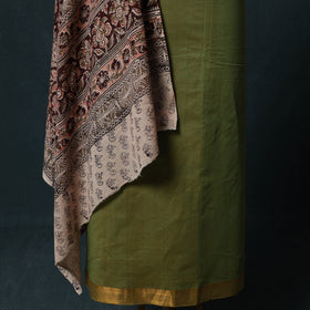 Mangalagiri Handwoven 2pc Cotton Unstitched Dress Material Kurta Set with Jewellery 07