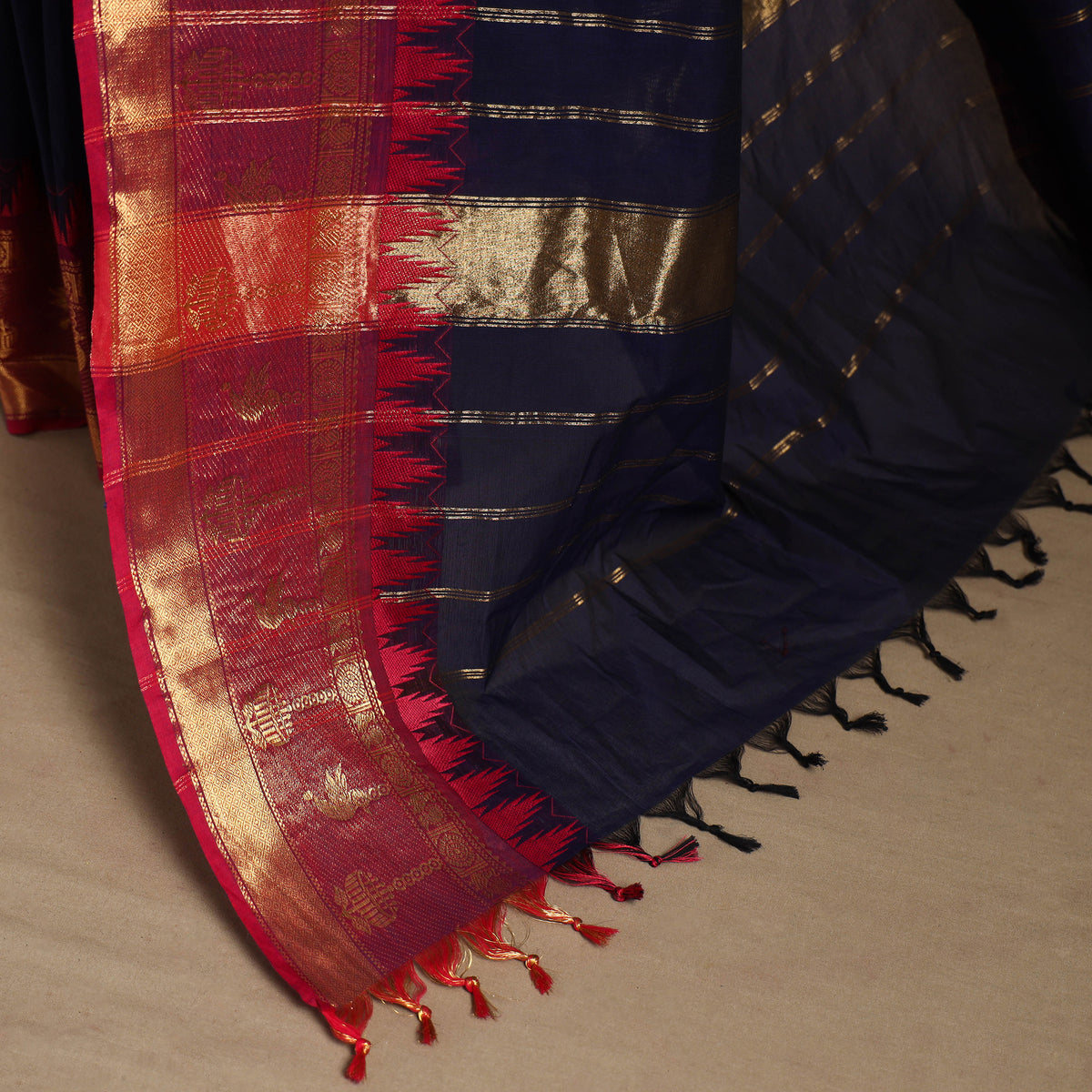 Blue Kandangi Chettinad Cotton Saree with Border