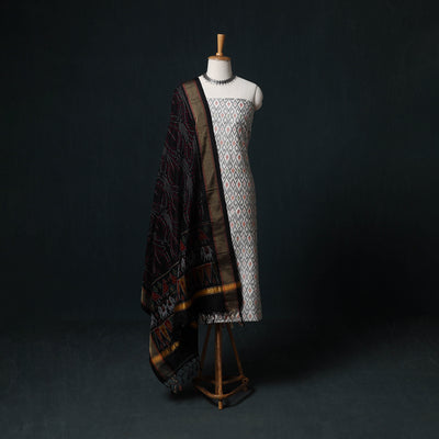 Pochampally Ikat Handloom Sico 2pc Unstitched Dress Material Kurta Set 01