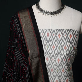 Pochampally Ikat Handloom Sico 2pc Unstitched Dress Material Kurta Set 01